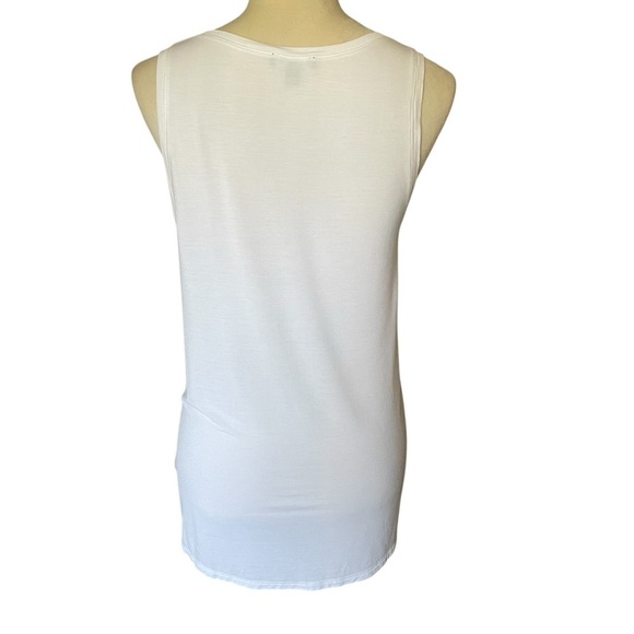 Express Asymmetrical White Ruched Sleeveless Lightweight Tank Top Women Size M - Picture 2 of 7